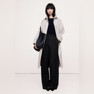 Banana Republic Black Wide-Leg Trousers with Cream Trench Styling